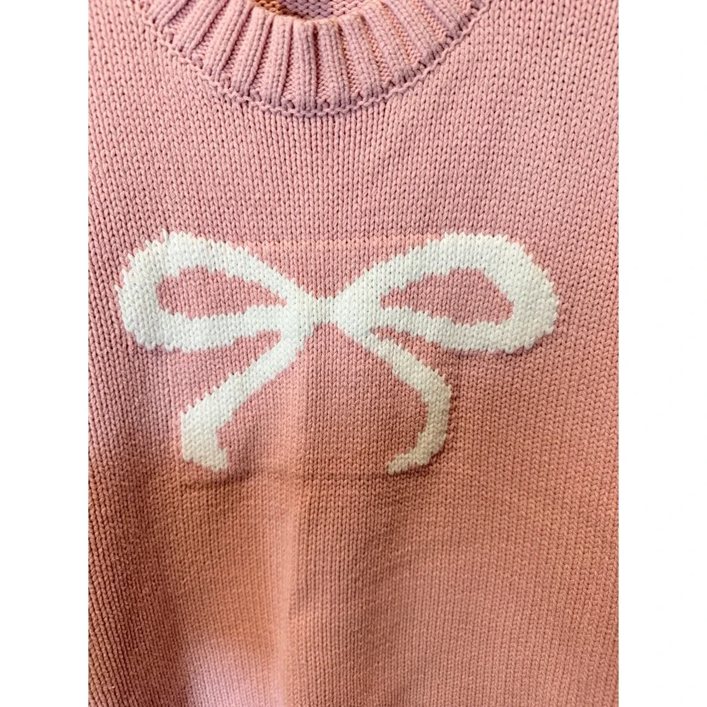 Sincerely Jules Pink Bow Knit Crewneck‎ Sweater Size Medium